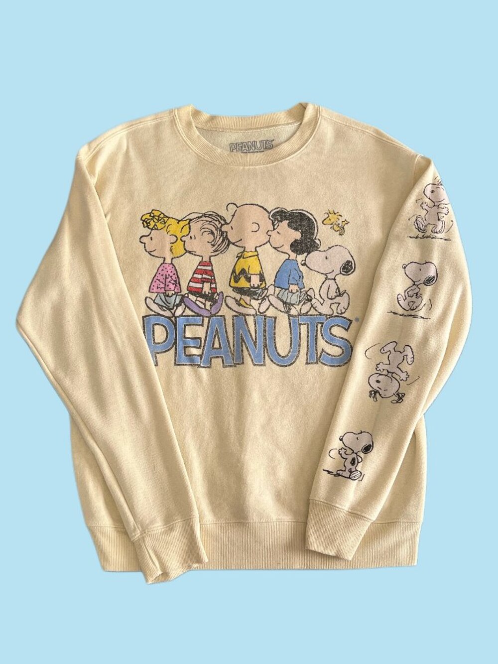 Peanuts Snoopy Graphic Crewneck Sweatshirt Cream Size M